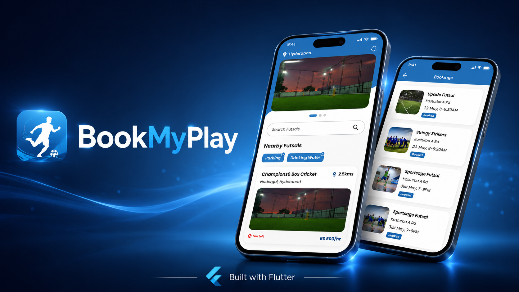 BookMyPlay app visual for football and futsal booking