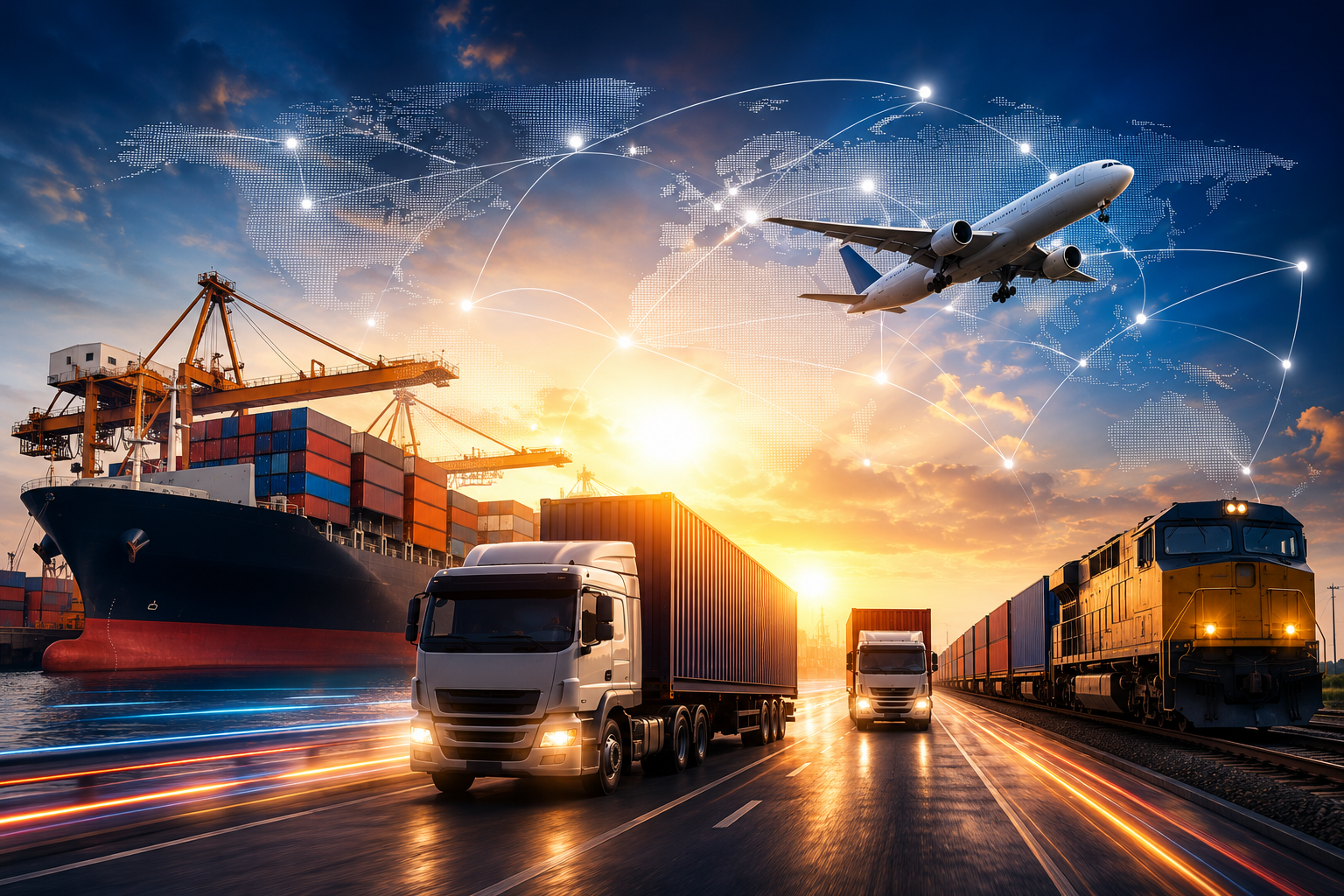 Logistics management visual for shipping and transportation