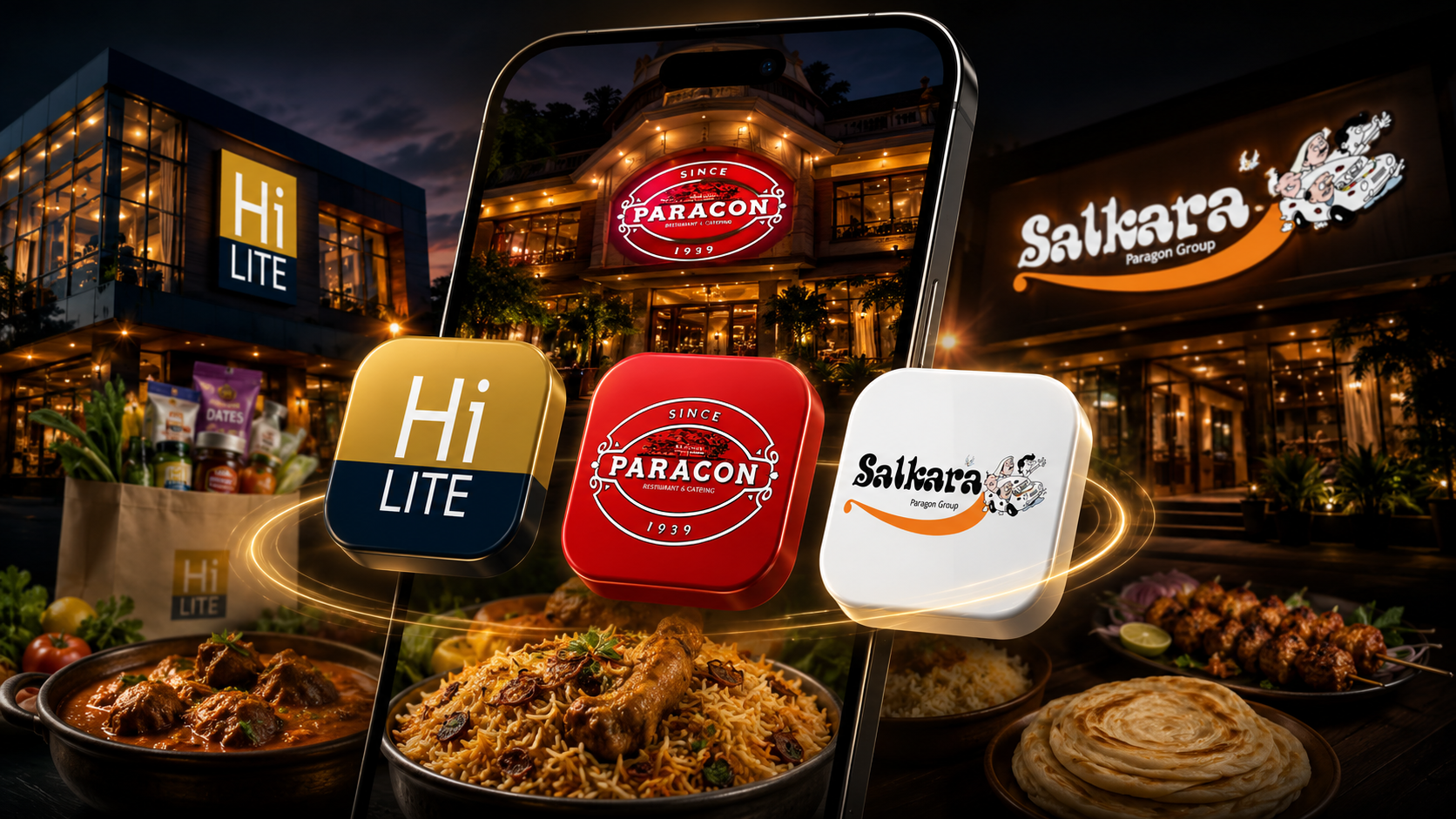 Restronet visual with Paragon, HiLITE, and Salkara brands